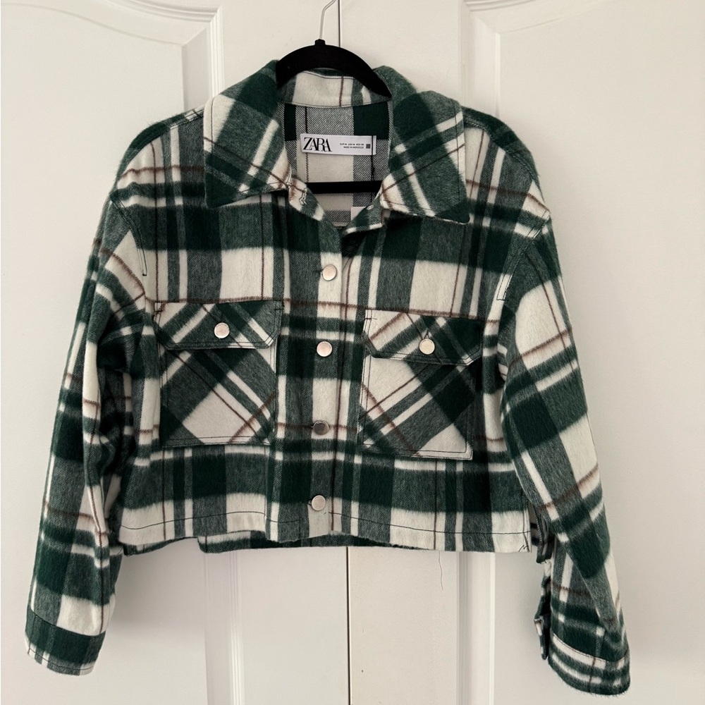 Zara Forest Green Checkered Jacket